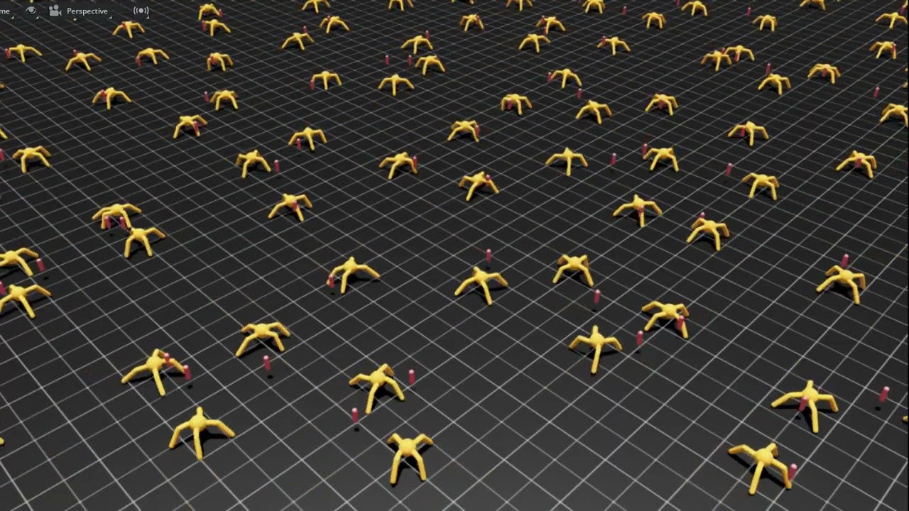 Isaac Lab ant locomotion simulation